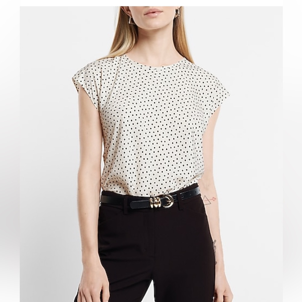 Express Satin Polka Dot Crew Neck Gramercy Tee Size M